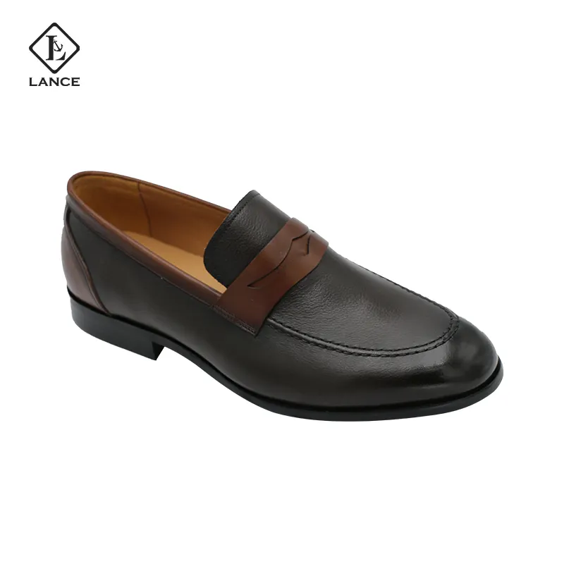 LANCI Men Hand Made Man Leather Shoes Fashion Luxury Casual Slip Laser