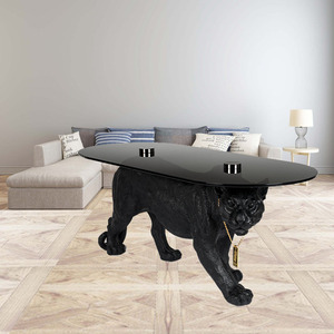 Nuovo Arrivo GEDO: <span class=keywords><strong>Tavolino</strong></span> da Caffè Minimalista Irregolare con Design Leopardato in <span class=keywords><strong>Vetro</strong></span> per <span class=keywords><strong>Soggiorno</strong></span> - Product Image 4