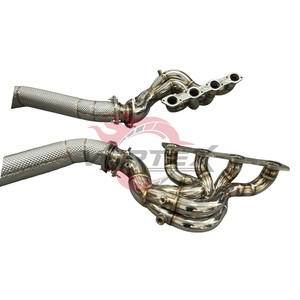 ท่อไอเสีย Vortex Titanium สำหรับ Ferrari F430 อัพเกรดสไตล์ Scuderia พร้อมเฮดเดอร์แบบความยาวเท่ากัน วาล์วทรอนิก มัฟเฟลอร์ ปลายท่อสีทอง ชุดอุปกรณ์ครบชุด - Product Image 5