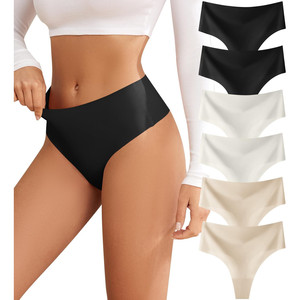 Culottes string sans couture taille haute pour femmes, respirantes, sexy, avec découpes - Product Image 1