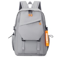 Mochila de Viaje Unisex Impermeable de 20-36L, de Poliéster Oxford Transpirable con Cierre, Moderna y a la Moda, para Computadora, Estilo Preppy, Color Sólido