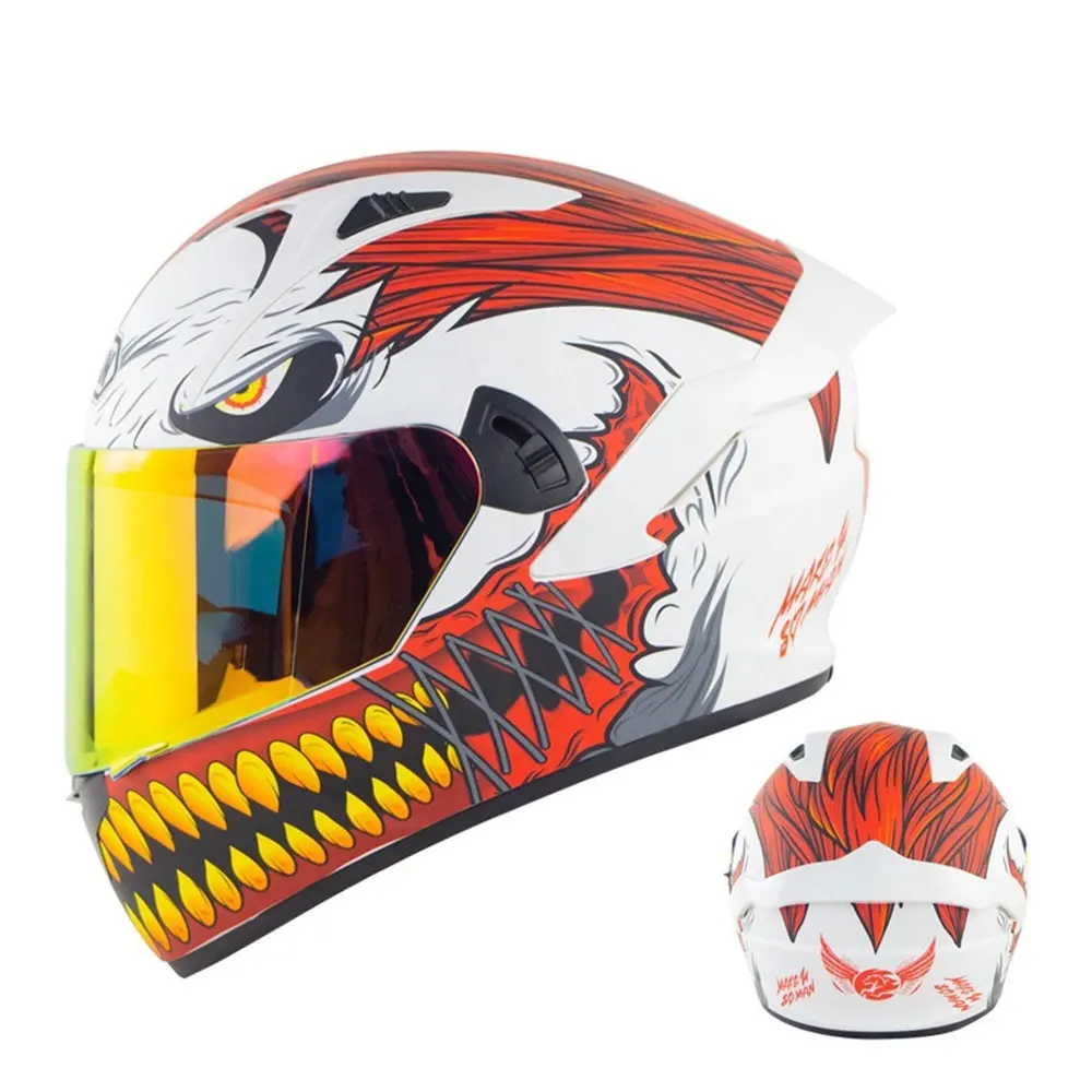 뜨거운 판매 사계절 전체 얼굴 더블 렌즈 오토바이 레이싱 헬멧