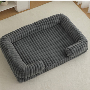 Cama Rectangular de Lujo para Perros Pequeños <span class=keywords><strong>con</strong></span> Logotipo Personalizado, Diseño Esponjoso <span class=keywords><strong>con</strong></span> Almohadas para el Cuidado del Cuello, Fácil de Lavar, Sofá Cama para Perros Pequeños <span class=keywords><strong>con</strong></span> Diseño de Rayas - Product Image 6