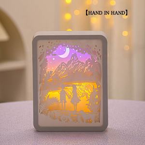 Veilleuse LED 3D Lampe Artistique en Papier Découpé pour Chambre, Matériau ABS, Cadeau d'Anniversaire ou de Saint-Valentin, Sculpture Lumineuse à Ombre - Product Image 1