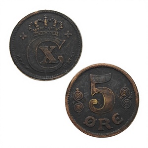 DANEMARK 5 ORE 1914,1923, pièces commémoratives de style antique, cadeaux, décoration de la maison - Product Image 4