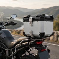 Boîte à bagages arrière en aluminium pour moto 45L/40L/50L, coffre étanche avec dossier et serrure de sécurité pour scooter, rangement de casque