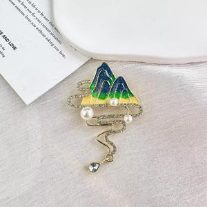 Fabricants vente directe paysage monde perle <span class=keywords><strong>broche</strong></span> vintage vert eau château cheongsam accessoire broches - Product Image 2