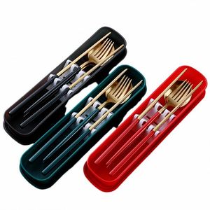 ชุดช้อนส้อมมีดตะเกียบพกพาสำหรับแคมป์ปิ้ง สแตนเลส 304 ขายดี พร้อมกล่อง - Product Image 2