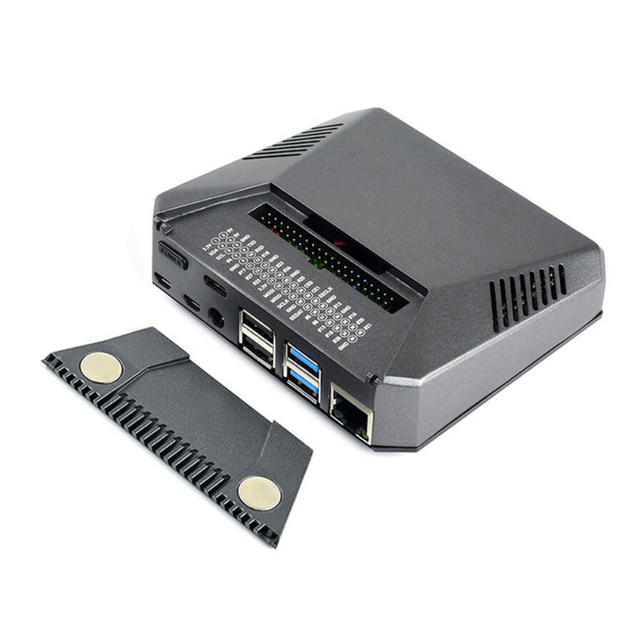 #40066 Raspberry pi 4B aluminum alloy case Shell + adapter plate + cooling fan