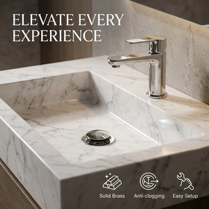 Vanne de vidange G1-1/4 en acier inoxydable à bouton-poussoir pour lavabo de salle de bain, avec système Click Clack et raccord de vidange - Product Image 3