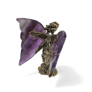 Ángel <span class=keywords><strong>de</strong></span> Amatista Natural con Diseño <span class=keywords><strong>de</strong></span> Flor <span class=keywords><strong>de</strong></span> Cerezo para Calma, Protección Energética y Positividad, Decoración para el Hogar - Product Image 3