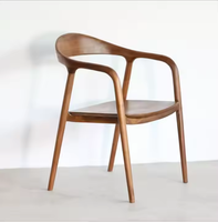 Chaise de bar à café en bois massif naturel JP, chaise de salle à manger en bois massif, chaise de salle à manger