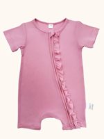 Romper Bayi Perempuan & Laki-laki 2 Pcs Bahan Rayon Bambu Elastane Lengan Pendek Motif Cetak Cuci Mesin Impor Musim Panas
