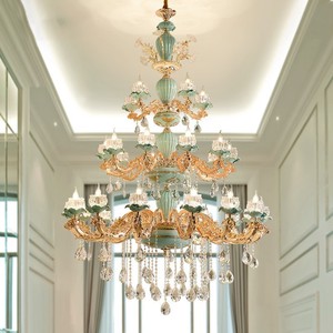 PM Châu Âu sang trọng gốm K9 pha lê Đèn chùm cổ điển đơn giản hoa phong cách mặt dây chuyền phòng ngủ ăn uống cao trần ánh sáng - Product Image 6