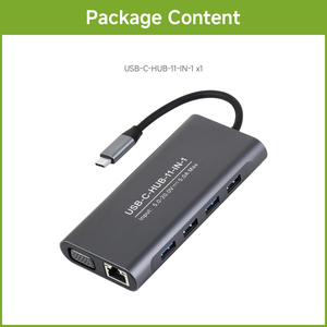 Hub USB-C 11-en-1 Waveshare, port Ethernet RJ45 100 Mbps, port HDMI haute définition 4K, double emplacement pour carte SD/TF, entrée PD 100 W K434 - Product Image 6