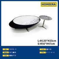 Set tavolino da caffè HOMEREA 130 cm bianco nero in pietra tecnica, mobili moderni per soggiorno, facili da pulire - Product Image 1