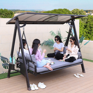 Fauteuil suspendu en aluminium avec coussin imperméable - Mobilier de jardin minimaliste pour cour et balcon, pour <span class=keywords><strong>4</strong></span> <span class=keywords><strong>personnes</strong></span> - Product Image 5