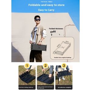 Mesa de aleación de aluminio plegable negra ultraligera portátil para acampar al aire libre muebles de pesca modernos para cocina uso en la playa - Product Image 2