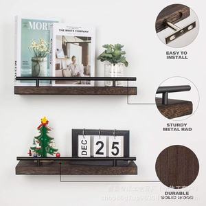 Wooden <b>wall</b>-<b>mounted</b> <b>shelf</b>, single-<b>shelf</b>, book and magazine storage rack, <b>wall</b>-<b>mounted</b> decoration for succulent plants. - Product Image 4