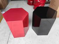 Table d'appoint hexagonale noire moderne en MGO, design élégant et brillant, table basse en béton, table d'appoint en ciment pour l'intérieur et l'extérieur