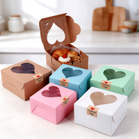 Boîtes cadeaux en papier kraft avec découpe en forme de cœur pour cupcakes et biscuits, emballage pour mariage et fêtes, logo et taille personnalisés