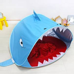 Abri soleil fermeture éclair <span class=keywords><strong>porte</strong></span> requin plage ombre Pop Up bébé tente été plage tente pour enfant - Product Image 2