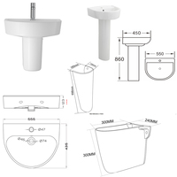 Vessel Portable Prison Vessel Sinks Moon Bowl, lavabo suspendu, idéal, semi-piedestal, semi-sur pied, lavabo de lavage des mains, lavabo artistique et de salle de bain