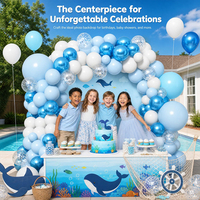 Kit d'arche de guirlande de ballons en latex bleu, blanc et argenté avec confettis, pour fête de naissance, révélation du sexe, anniversaire de nouveau-né, décoration de fête
