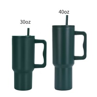 Tumbler Cangkir Kopi Stainless Steel Dinding Ganda 30oz 40oz dengan Logo Custom, Lapisan Powder Coating, dan Pegangan, untuk Perjalanan & Camping