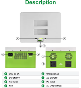 Estación de Energía Solar Portátil de 300W 650Wh con Batería LiFePO4, Controlador MPPT, Onda Sinusoidal Pura, Salida de CA 110V 220V, para Exteriores - Product Image 5