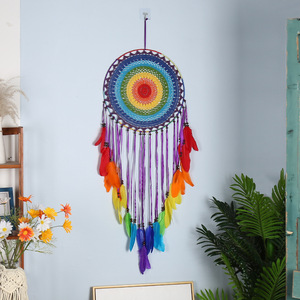 Style bohème plume naturelle surdimensionné capteur de rêves décoration suspendue décoration murale à la main pour la maison ornement suspendu - Product Image 5