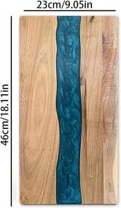 Planche à découper et à servir en bois d'olivier avec résine époxy bleue, design luxueux, pour charcuterie, fromages, fruits - Product Image 4