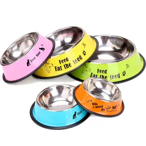 TTT Wholesale Stainless Steel High Quality Pet Product Anti Slip Feeding Basin Pet Food Bowl For Dog Cat