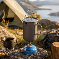 Pot de cuisson léger en titane pur, capacité 1-2L, design moderne et minimaliste, poignée pliable, conception suspendue, pour camping et extérieur