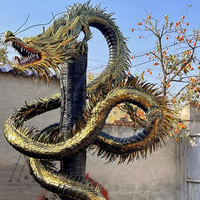 Statue de dragon en caoutchouc écologique grandeur nature, sculpture de dragon chinois en pneus recyclés faite à la main