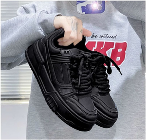 Zapatos Deportivos Casuales Versátiles de Moda, Zapatos Negros de Skate con Cordones, de Suela Gruesa, Elevados, Transpirables para Caminar - Product Image 2