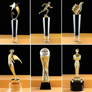 Wholesale White Crystal Crafts Pentagram Thumb Metal Resin Medal Trophy Awards Crystal Crafts