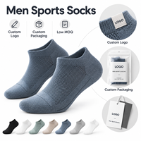 Chaussettes de sport pour hommes respirantes, anti-transpiration, avec amorti et soutien, coupe basse, multicolores, en gros, stock d'usine, pour la course à pied