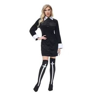 Disfraz de Monja Sexy Negro para Mujer Adulta, con Medias, para Actuaciones Escénicas, Carnaval, Halloween, 2026 MS - Product Image 6