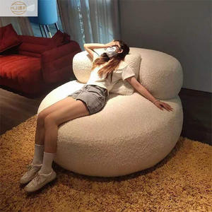 Poltrona Moderna di Design in Pelliccia di Agnello Crema, Grande Sedia Bianca Casual per Soggiorno, Camera da Letto, <span class=keywords><strong>Hotel</strong></span> di Tendenza su Internet - Product Image 4