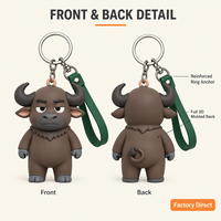 Gantungan Kunci Hewan Bison Kecil yang Lucu: Produsen Kreatif DIY Grosir Kustom Gantungan Kunci Karet PVC Lembut