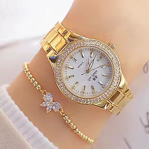 Bs luxe cristal femmes mode or Rose montres à Quartz en acier inoxydable montres-bracelets affaires Bracelet montre pour femme - Product Image 3