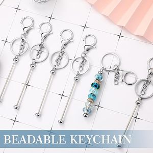 Best Seller DIY Beadable Keychain Set Blank Metal <b>Keyring</b> Bars with Silicone Beads for Personalized Gift Craft Making Kit RTS - Product Image 5