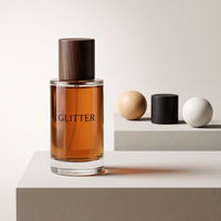 Flacon de parfum cylindrique en verre et plastique avec couvercle en bois, à faible MOQ, en stock, à l'épreuve des enfants, écologique, rechargeable, vaporisateur de parfum, logo personnalisé