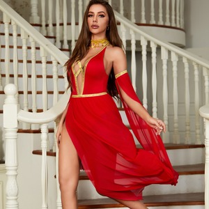 Nuevo Vestido de Poliéster con Malla y Escote Profundo en <span class=keywords><strong>V</strong></span> para Mujer, Disfraz de <span class=keywords><strong>Cleopatra</strong></span> Medieval Histórica para Halloween, Uniforme de Reina Tentadora - Product Image 2