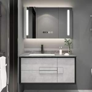 Meuble-lavabo mural design moderne personnalisé avec vasque simple en céramique, miroir LED, panneau mélaminé écologique et construction en MDF - Product Image 6
