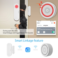 Sensor de Puerta y Ventana WiFi Tuya, Disponible en Stock, Alimentado por USB, Alarma Inteligente con Alerta por Aplicación y Control por Voz para Seguridad en el Hogar y la Oficina