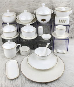 Chinese Ink Mountain Landscape High <b>Bone</b> <b>China</b> <b>Dinner</b> <b>Set</b> Hand Gold Rim Luxury Hotel Banquet Porcelain Tableware Custom Logo - Product Image 1