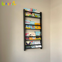 Organisateur de livres fait à la main en bois massif mural Montessori enfants étagère 4 niveaux affichage de livres pour chambre d'enfants