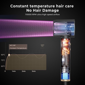 Sèche-cheveux ionique professionnel à haute vitesse BLDC 110000 tr/min avec buse à aspiration magnétique - Product Image 4